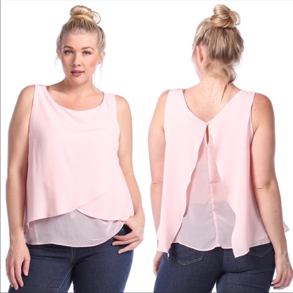 Blush sleeveless blouse